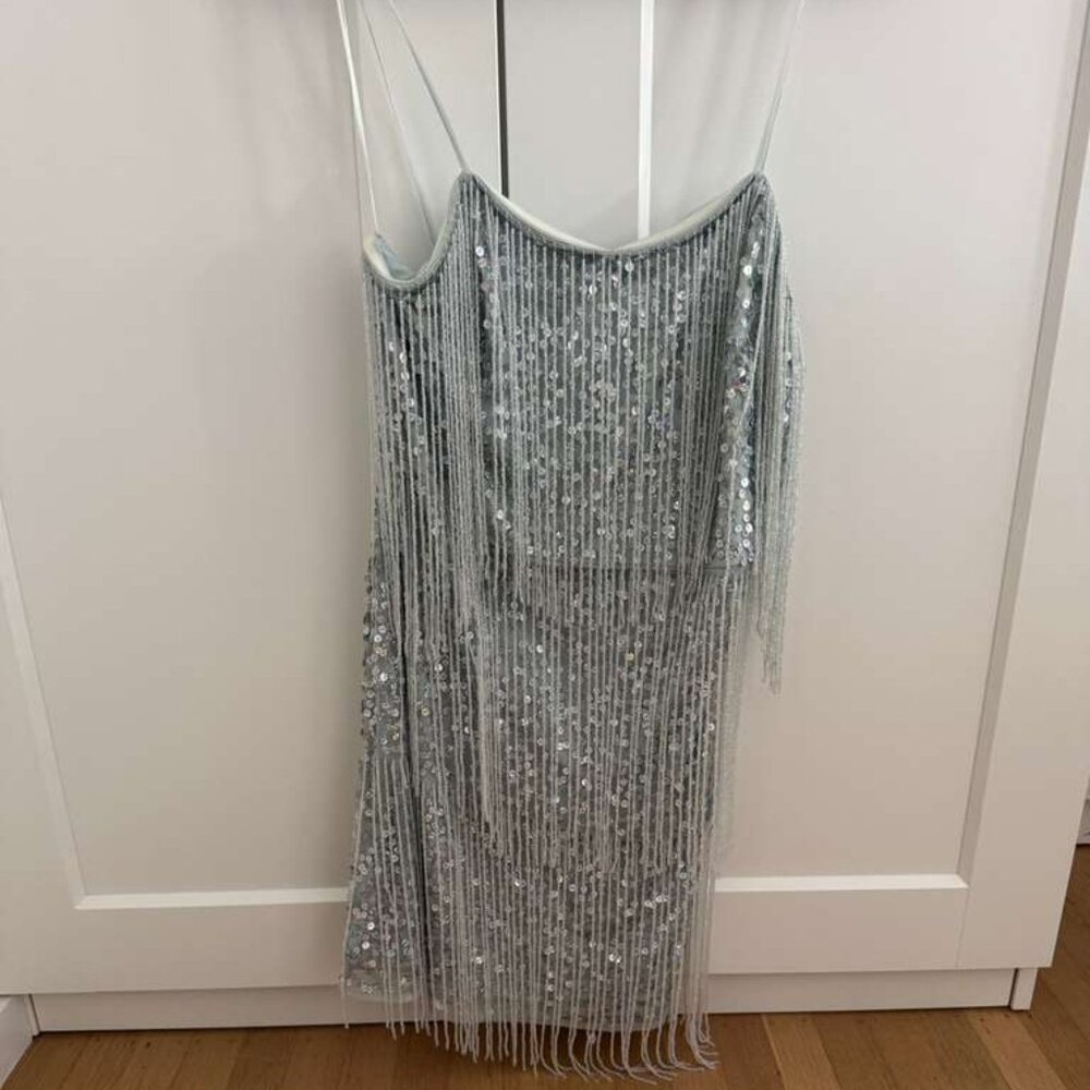 ASOS DESIGN Petite Sequin Fringe Mini Dress – Size L (8) – Excellent Condition